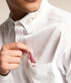 Tops | Ariat Team Logo Twill Classic Shirt White Khaki