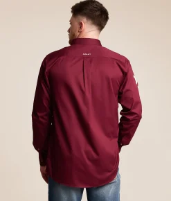 Tops | Ariat Team Logo Twill Shirt Burgundy White