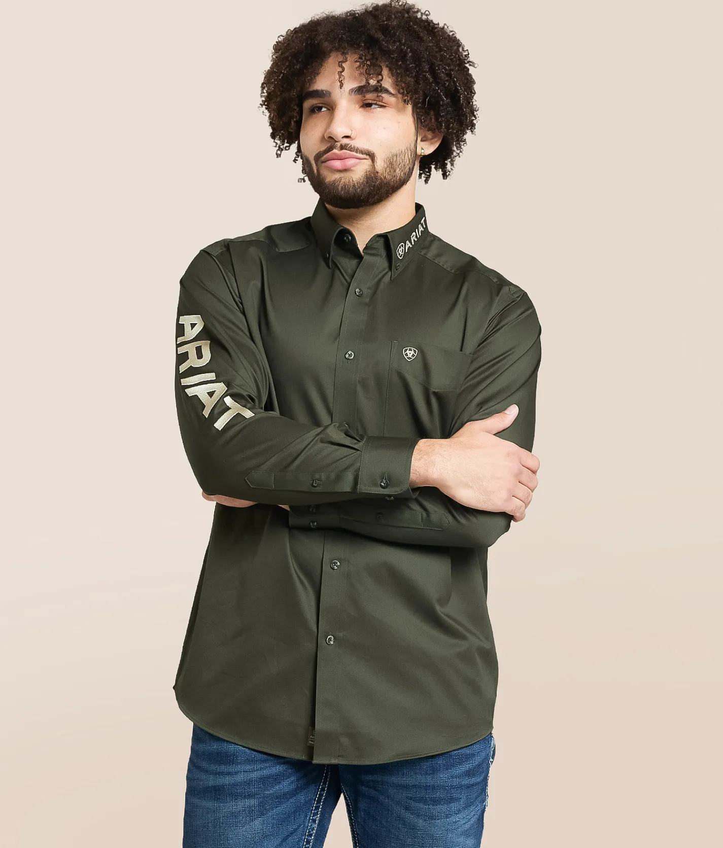 Tops | Ariat Team Logo Twill Shirt Olive Khaki