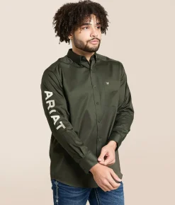 Tops | Ariat Team Logo Twill Shirt Olive Khaki