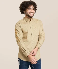 Ariat Team Penn Fitted Shirt Khaki Light Brown Clearance