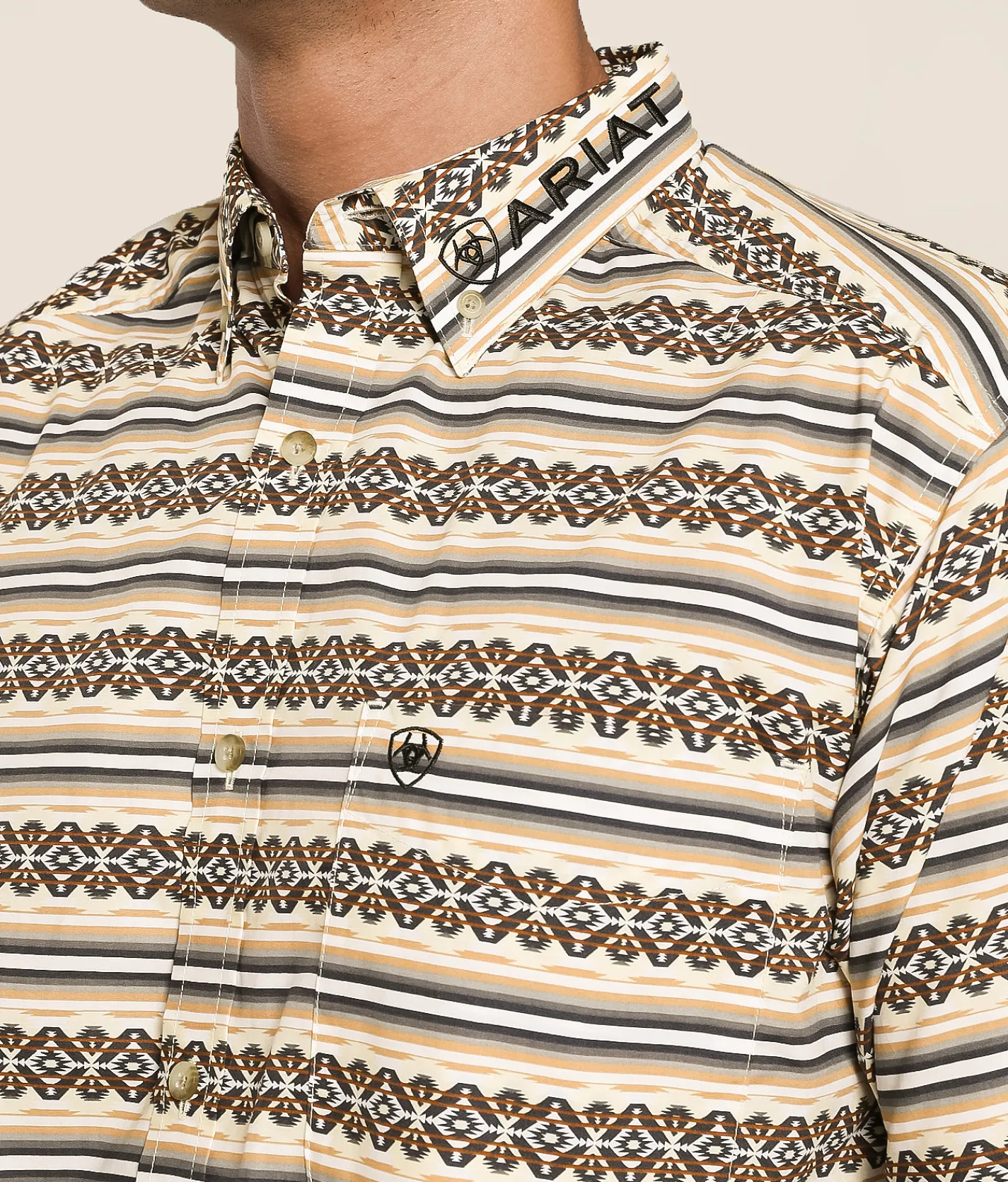 Ariat Team Peter Classic Shirt Khaki White