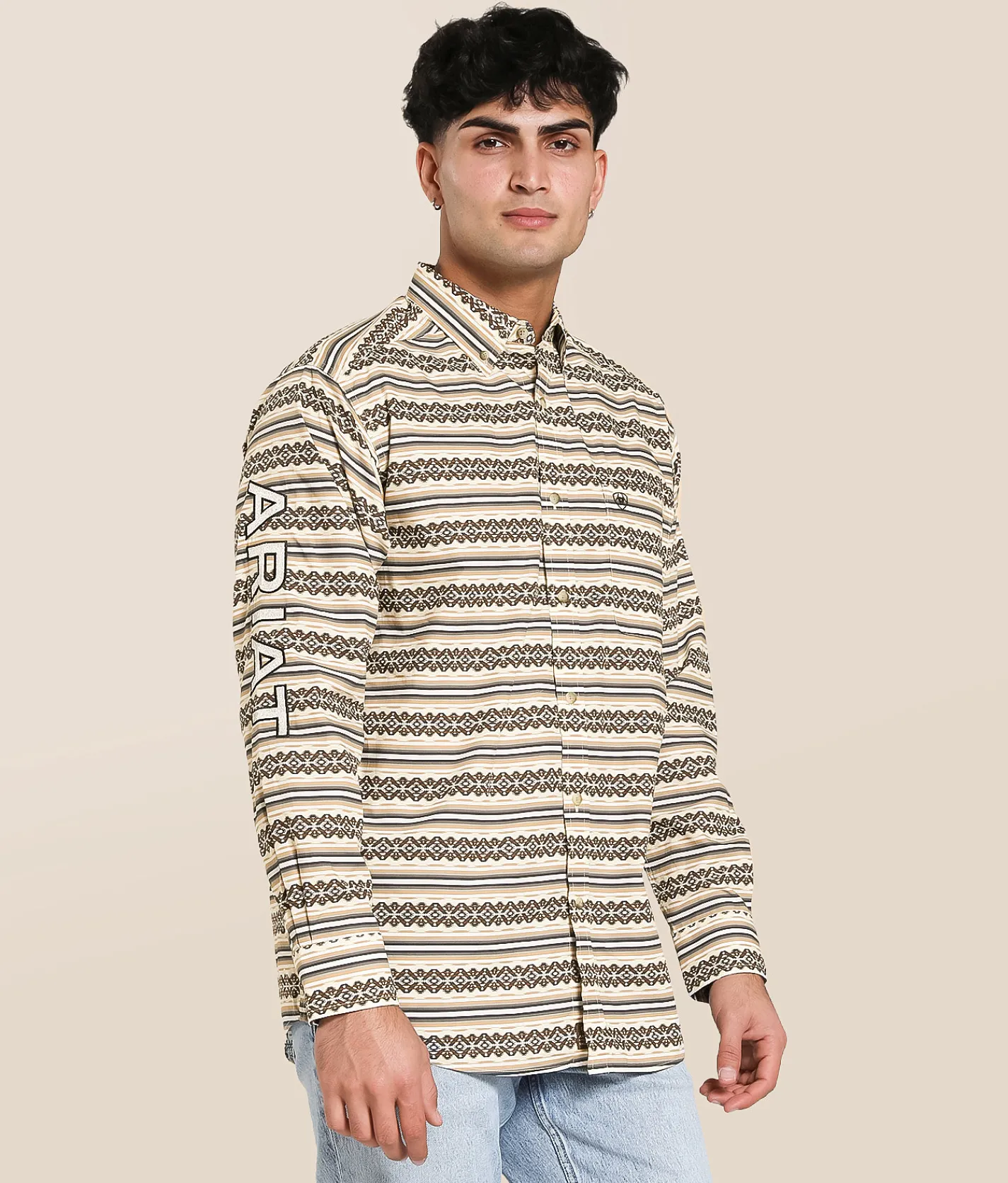 Ariat Team Peter Classic Shirt Khaki White