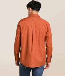 Tops | Ariat Team Porter Shirt Brick Red Beige