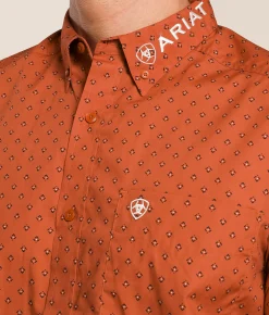 Tops | Ariat Team Porter Shirt Brick Red Beige