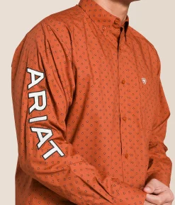 Tops | Ariat Team Porter Shirt Brick Red Beige