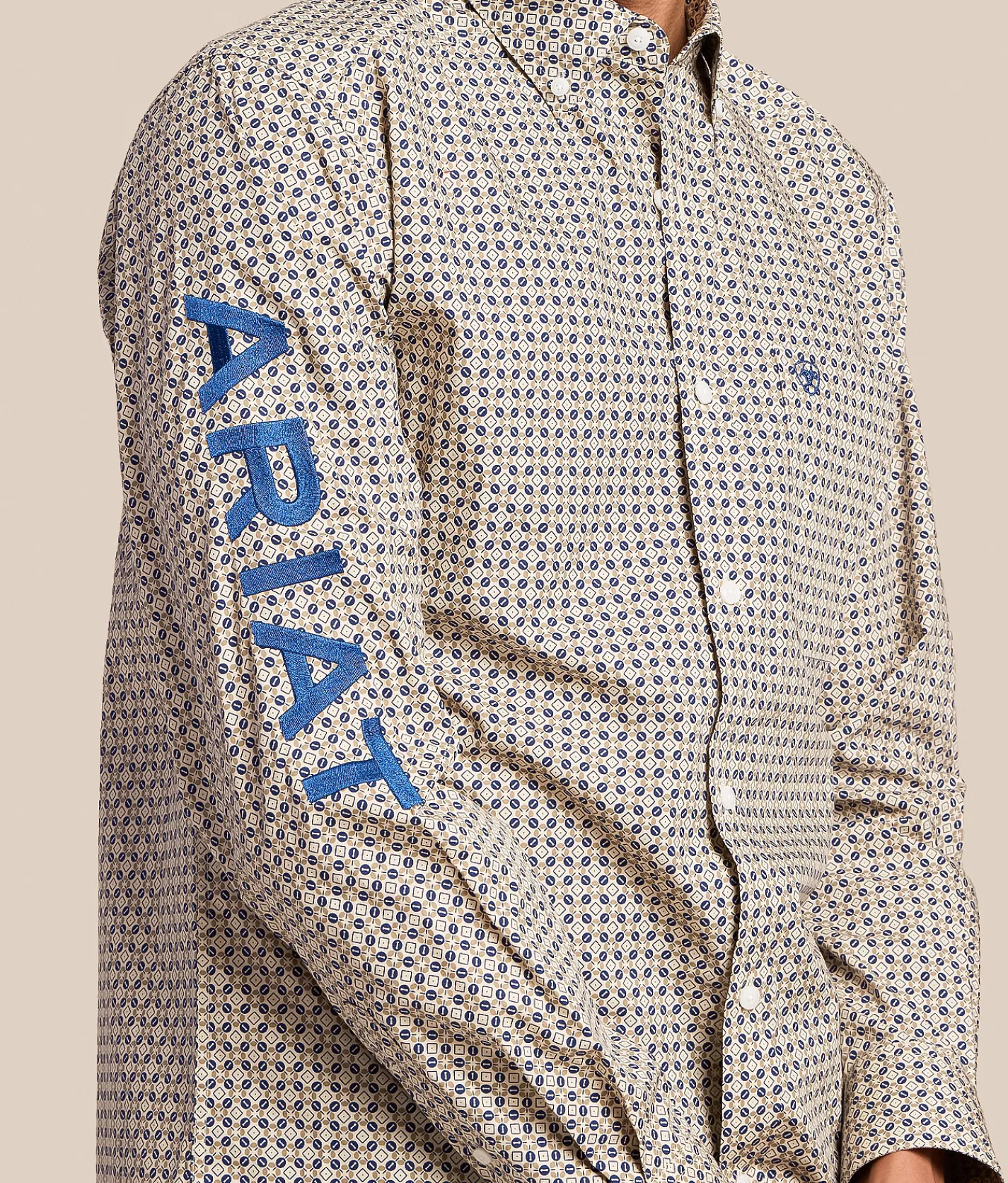 Tops | Ariat Team Welles Fitted Shirt Khaki Dark Blue