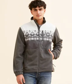 Hooey Tech Fleece Aztec Jacket Black White New