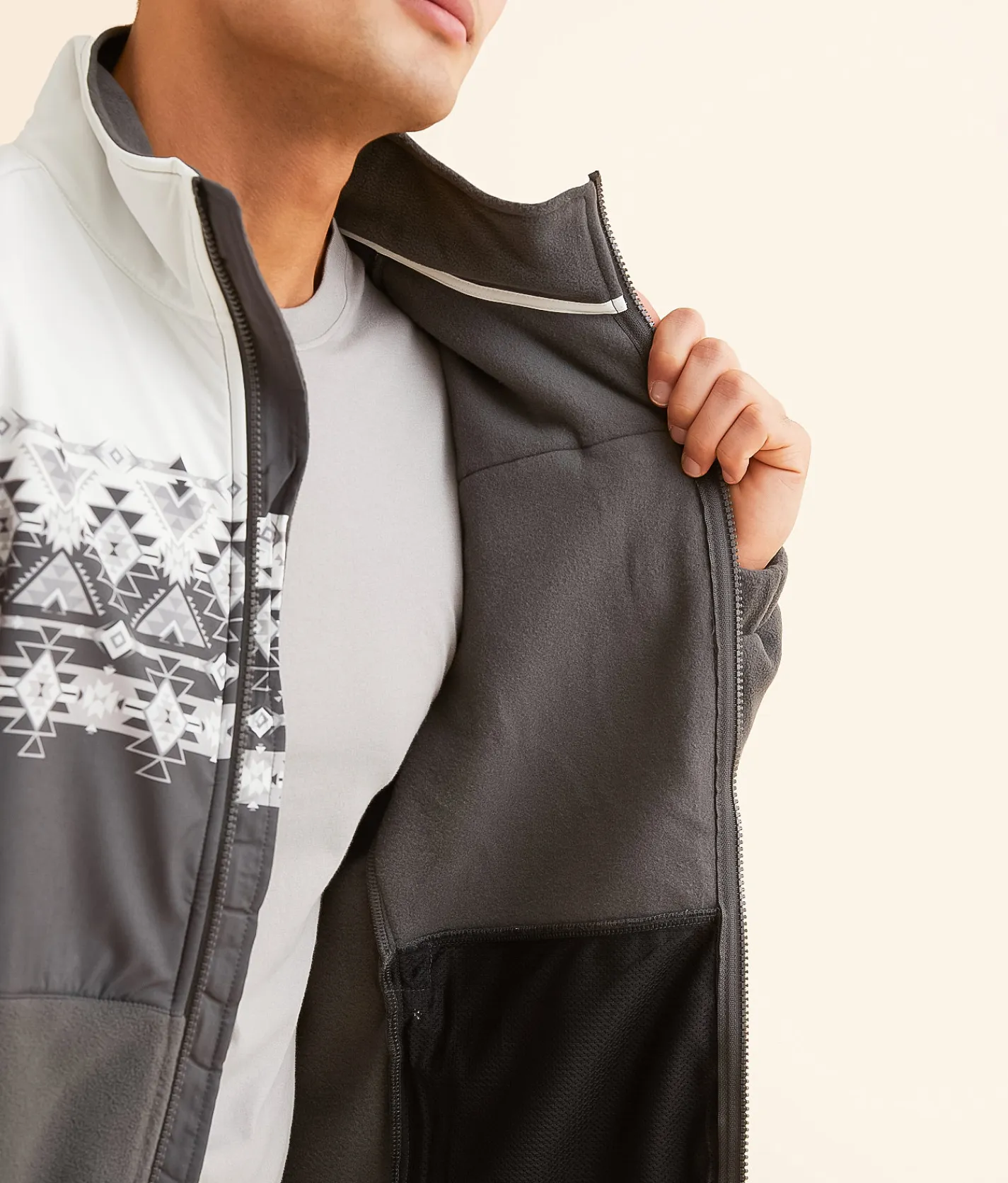 Hooey Tech Fleece Aztec Jacket Black White New