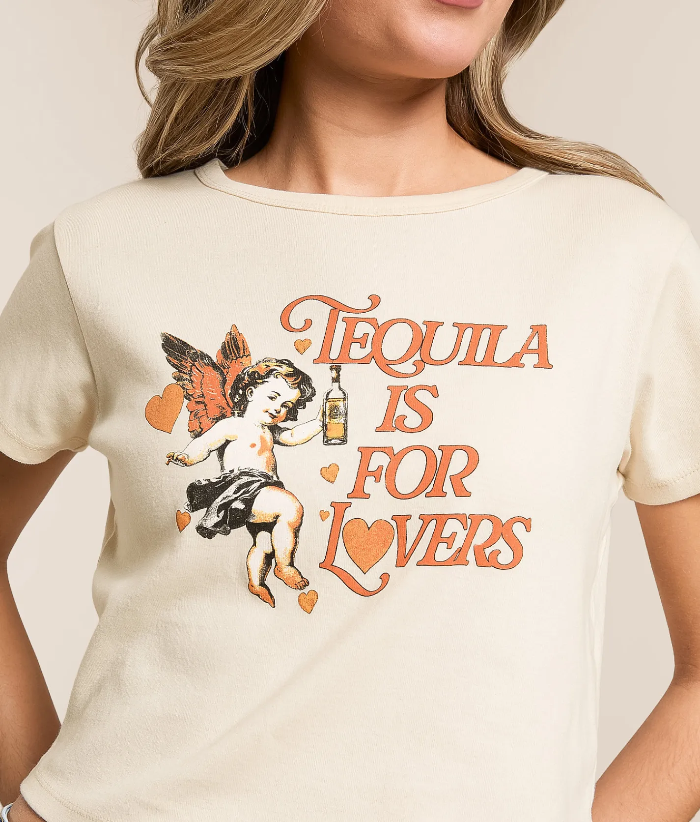 Girl Dangerous Tequila Is For Lovers T-Shirt Cream Clearance