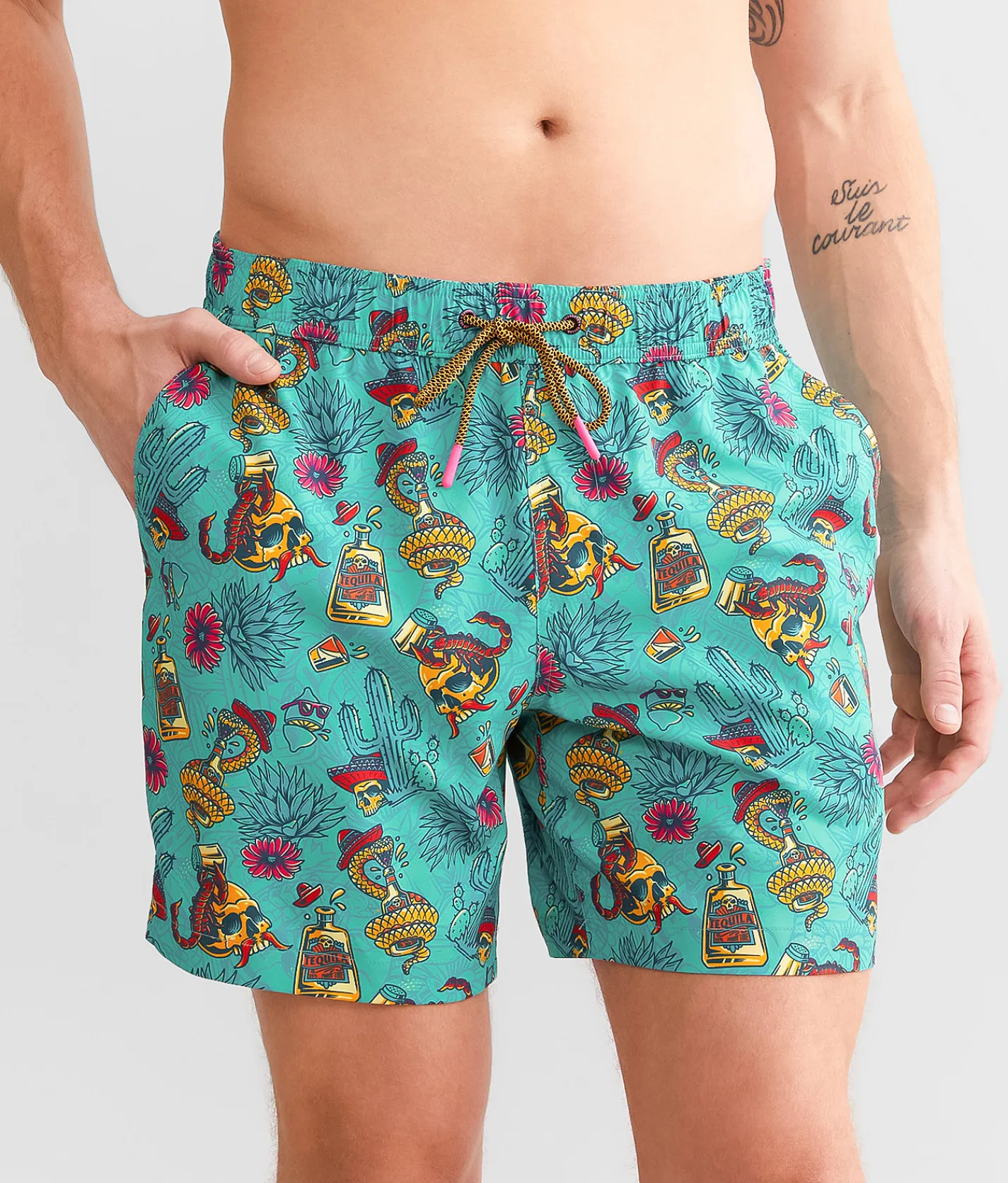 Bottoms|Swimwear | Sullen Tequila Pardy Stretch Swim Trunks Multi Colored