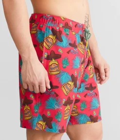 Bottoms|Swimwear | Sullen Tequila Stretch Swim Trunks Hot Coral