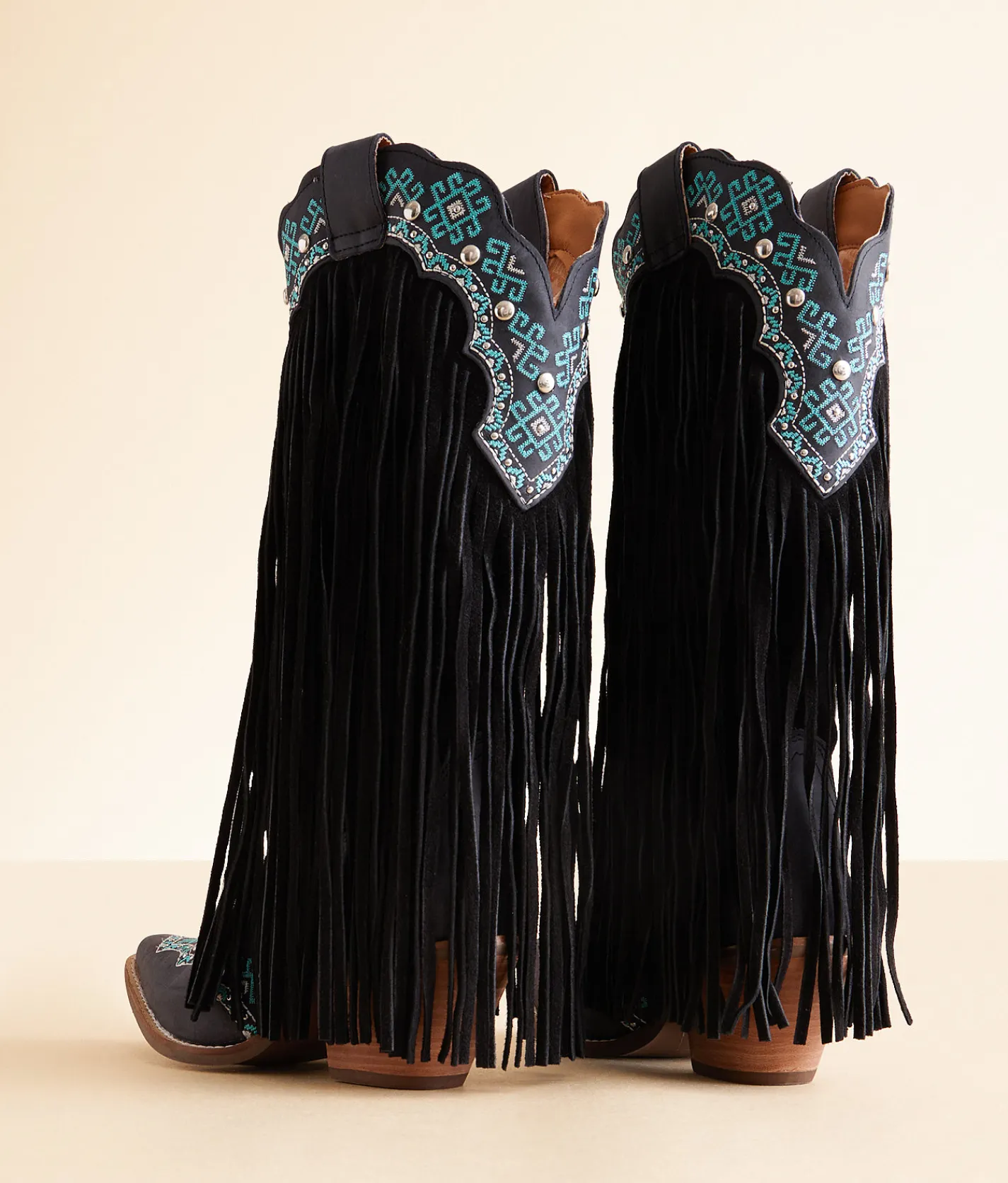 Dingo Tequila Sunrise Fringe Western Leather Boot Black Sale