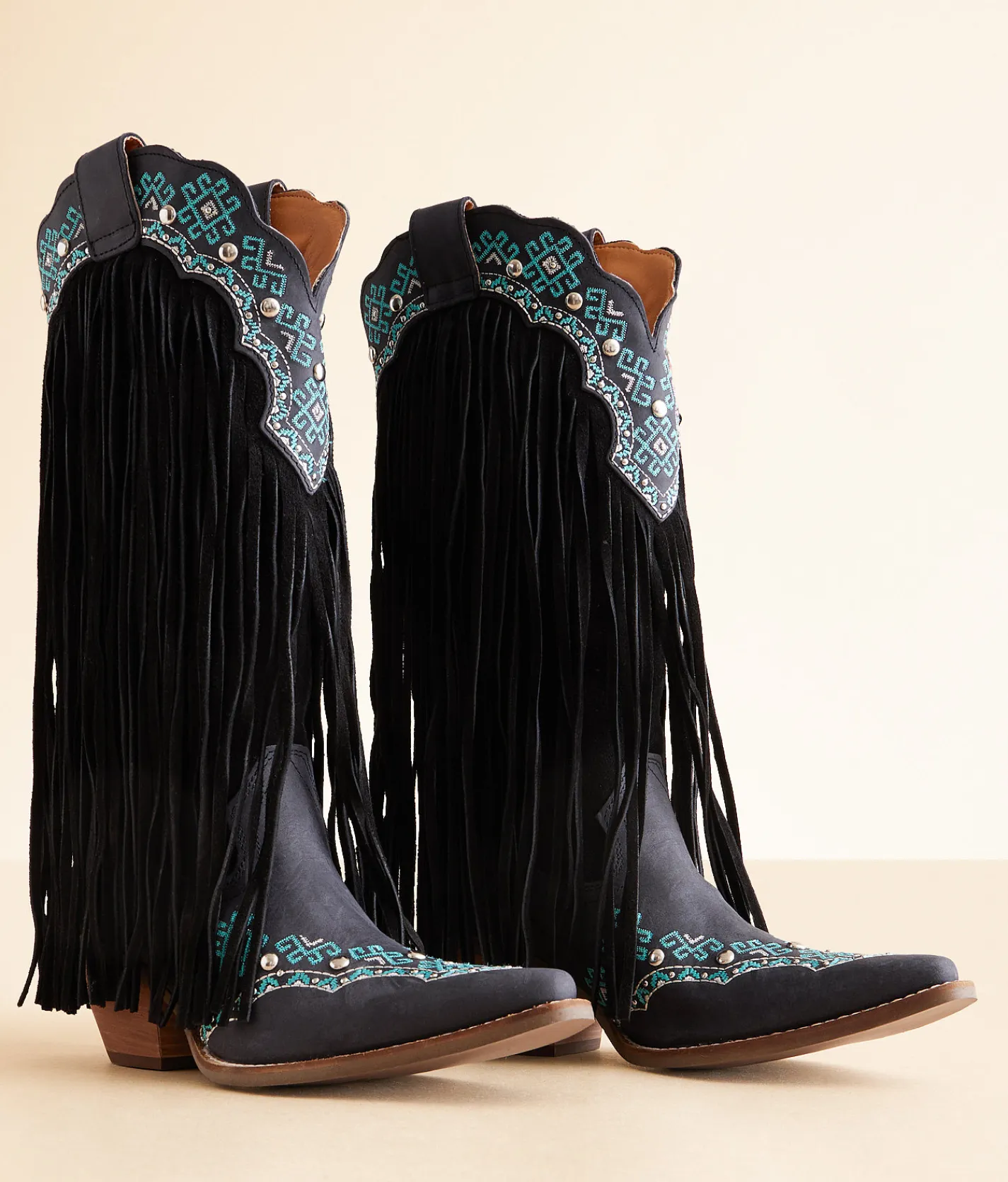 Dingo Tequila Sunrise Fringe Western Leather Boot Black Sale
