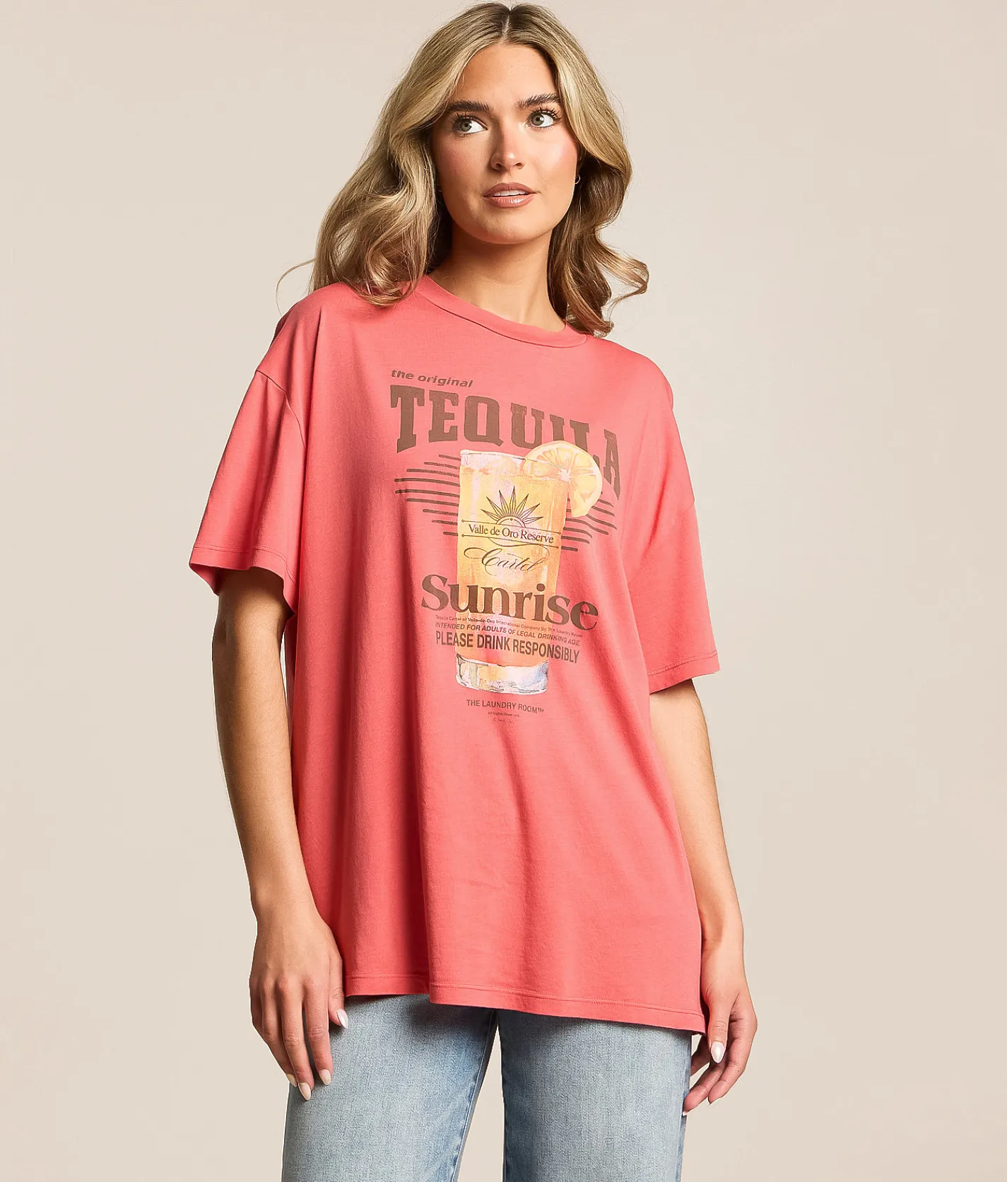 The Laundry Room Tequila Sunrise Oversized T-Shirt Spiced Coral Best