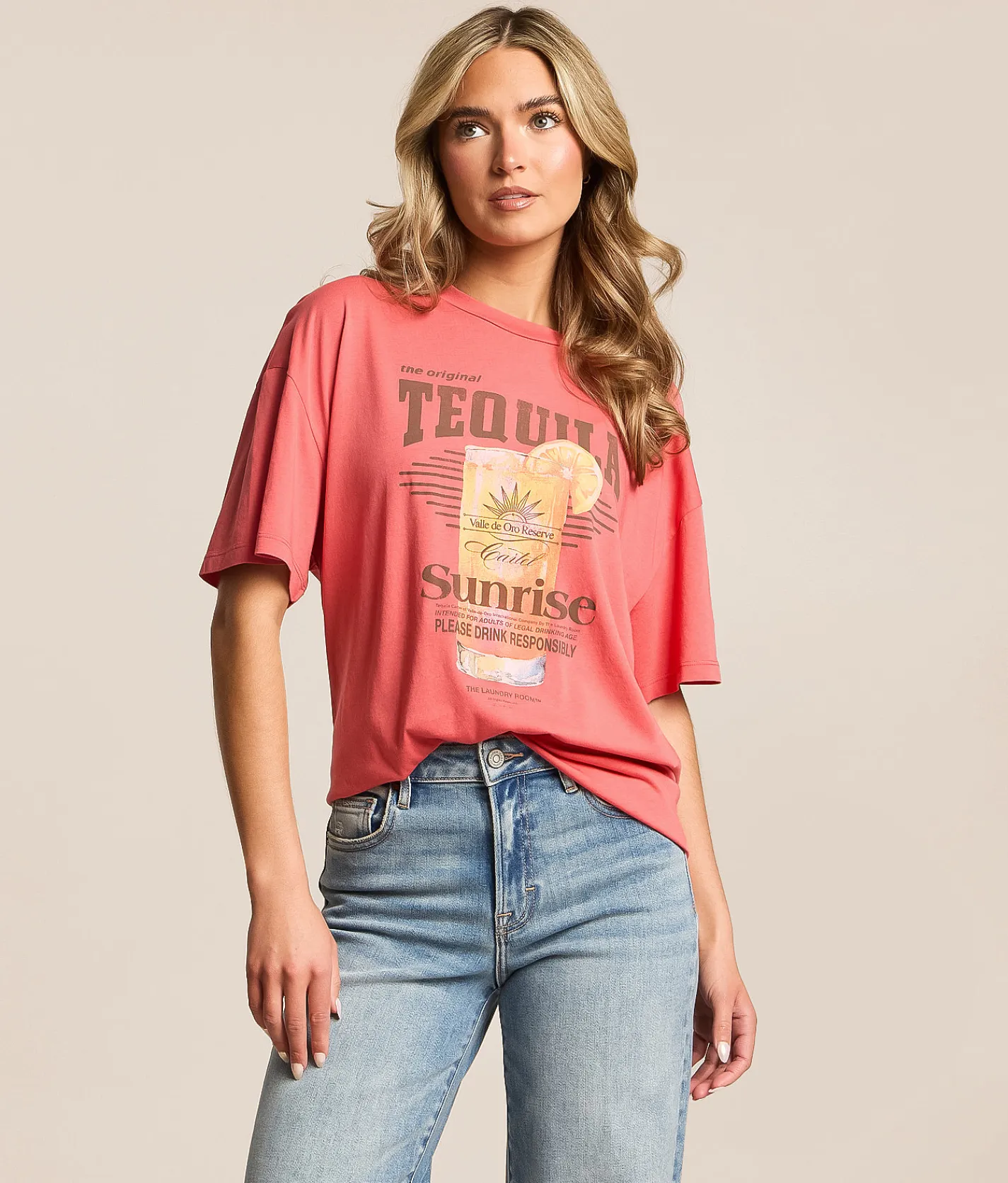 The Laundry Room Tequila Sunrise Oversized T-Shirt Spiced Coral Best