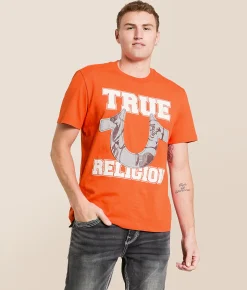 Tops|Graphic T-Shirts | True Religion Terry Applique T-Shirt Koi Orange