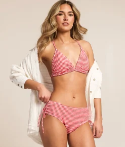 Cyn & Luca Tess Gingham Triangle Swim Top Red Best