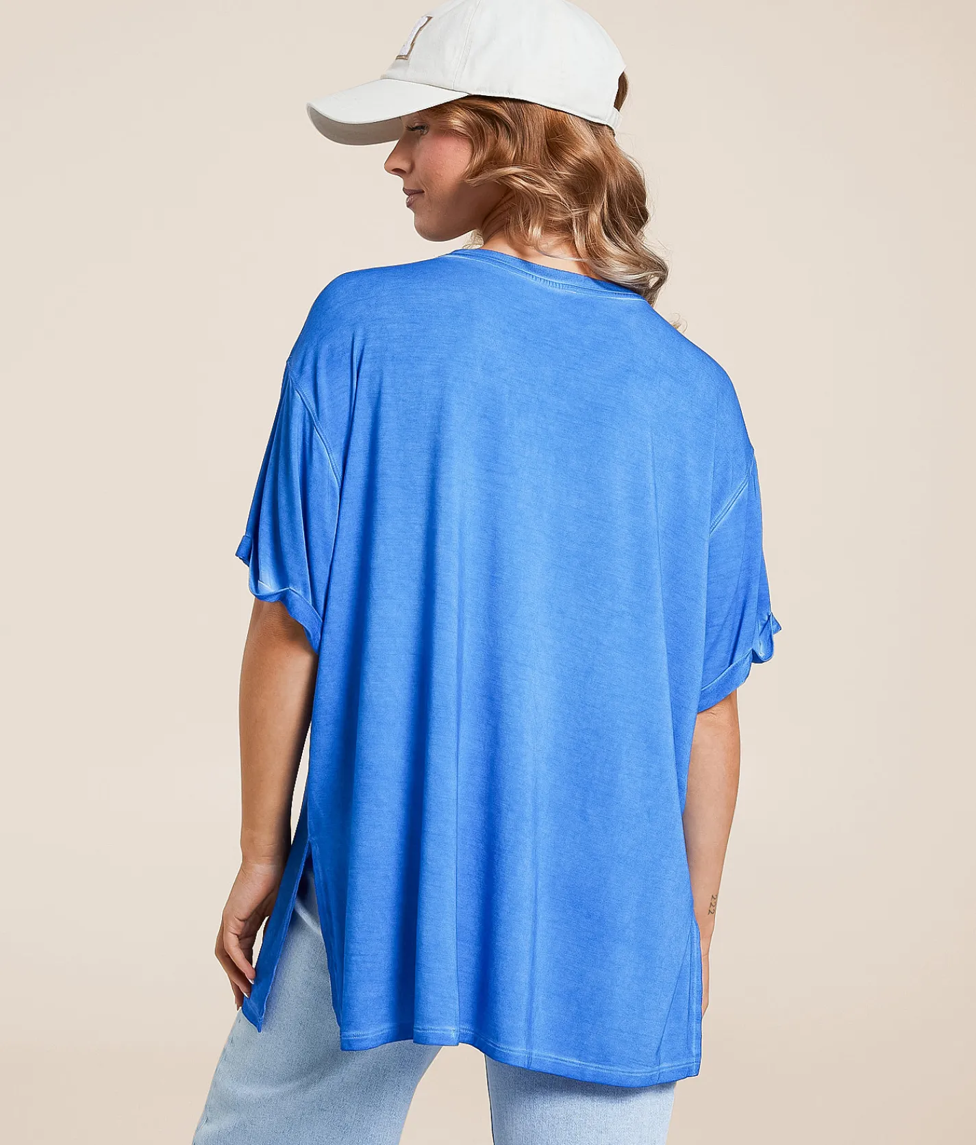White Crow Tess Sleek Oversized Top Blue Wave Outlet
