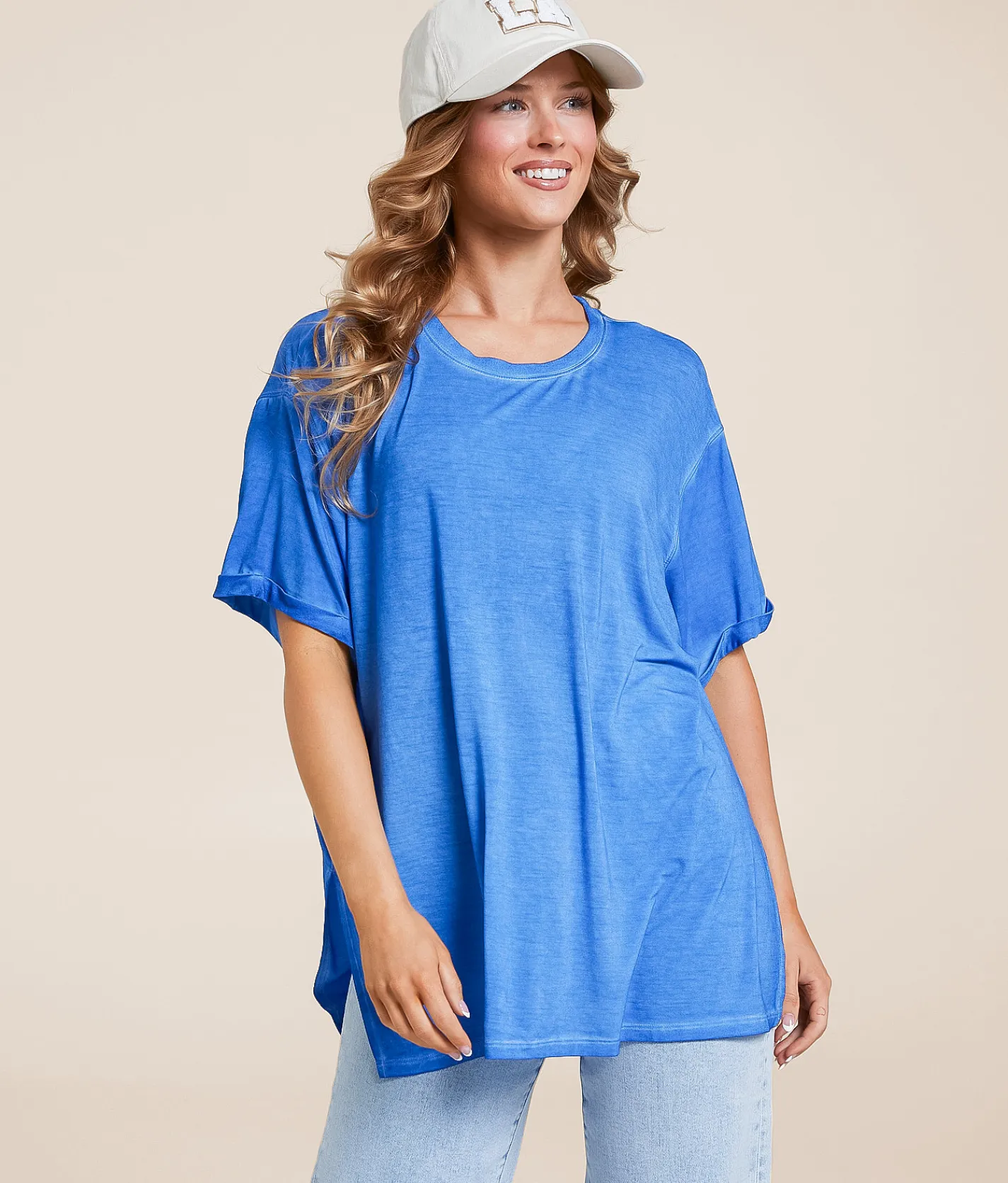 White Crow Tess Sleek Oversized Top Blue Wave Outlet