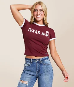 HYPE AND VICE Texas A&M Aggies Baby Cropped T-Shirt Aggie Maroon Hot