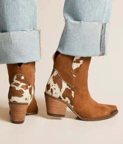 Dingo Texas Charm Cow Leather Western Ankle Boot Camel Cow