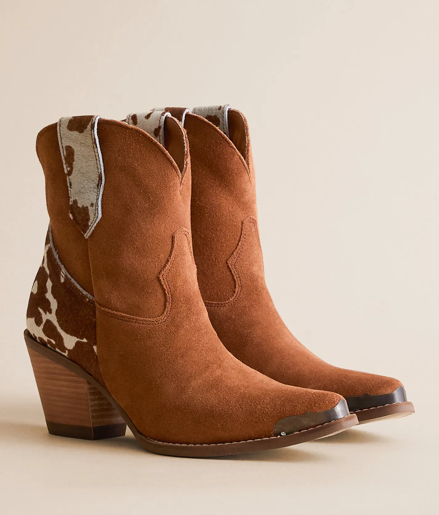 Dingo Texas Charm Cow Leather Western Ankle Boot Camel Cow