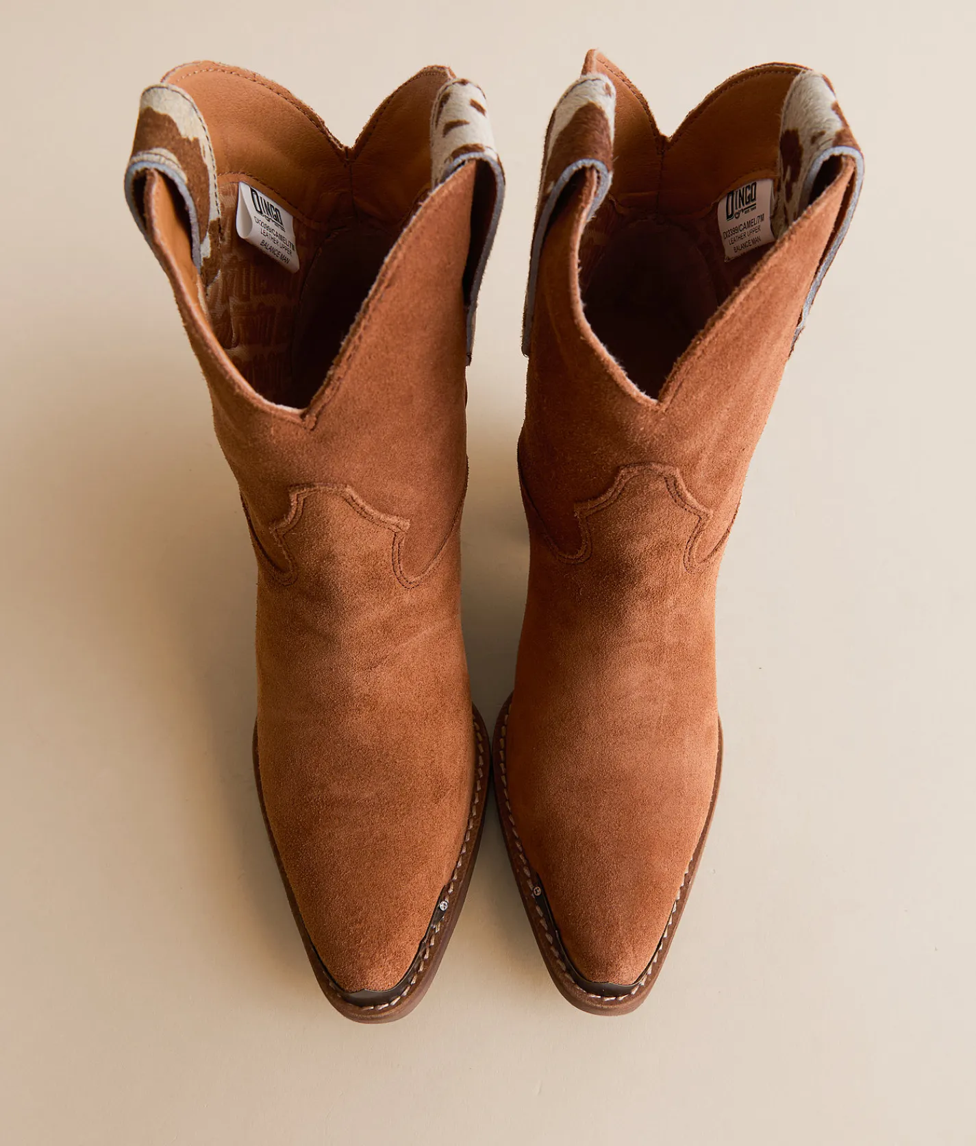 Dingo Texas Charm Cow Leather Western Ankle Boot Camel Cow