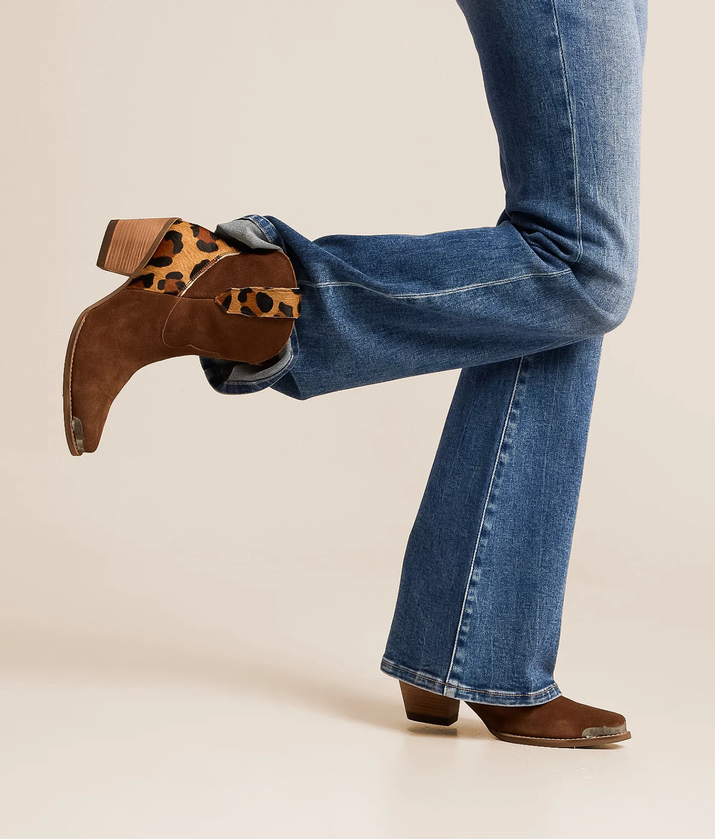 Dingo Texas Charm Leopard Leather Western Ankle Boot Brown Leopard Discount