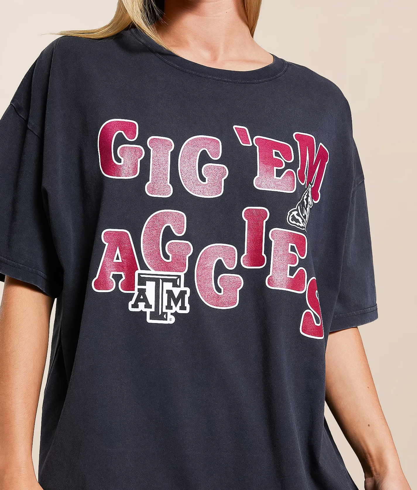 Gameday SOCIAL® Texas Gig 'Em Aggies T-Shirt Washed Black Clearance