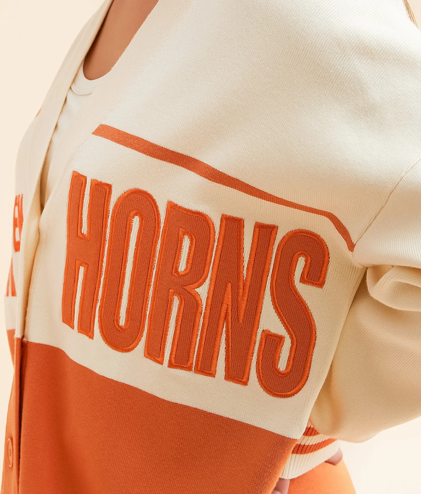 Gameday SOCIAL® Texas Hook 'Em Horns Cardigan Sweater Burnt Orange Clearance