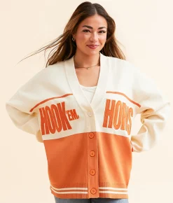 Gameday SOCIAL® Texas Hook 'Em Horns Cardigan Sweater Burnt Orange Clearance
