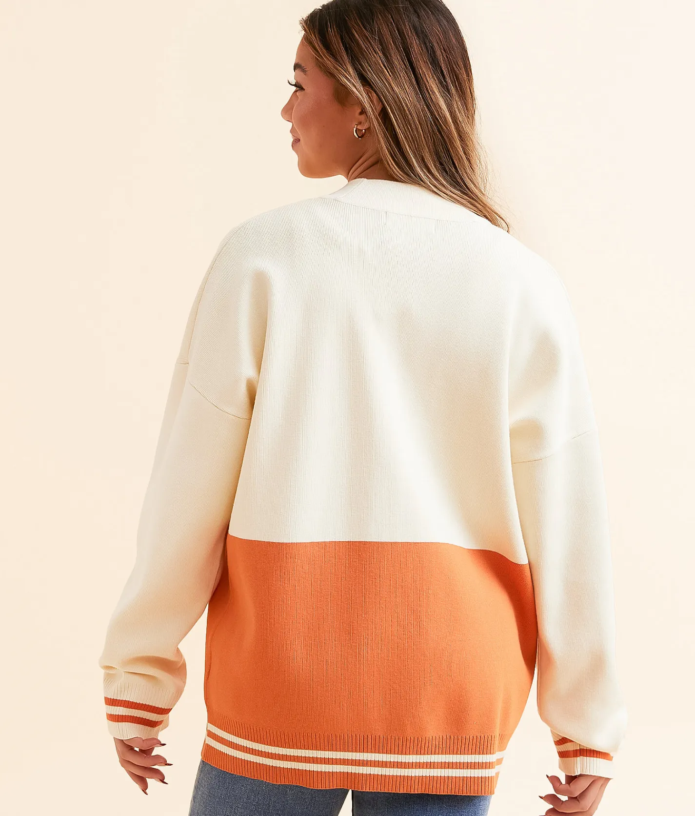Gameday SOCIAL® Texas Hook 'Em Horns Cardigan Sweater Burnt Orange Clearance