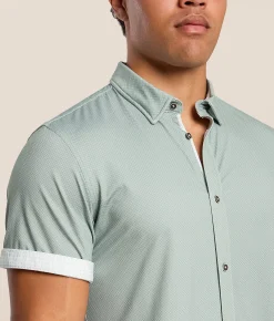 J.B. Holt Textured Athletic Performance Knit Shirt Mint Grey Outlet