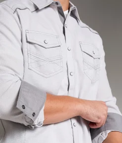 BKE Textured Athletic Shirt White Grey Best