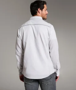 BKE Textured Athletic Shirt White Grey Best