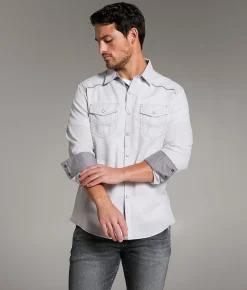BKE Textured Athletic Shirt White Grey Best