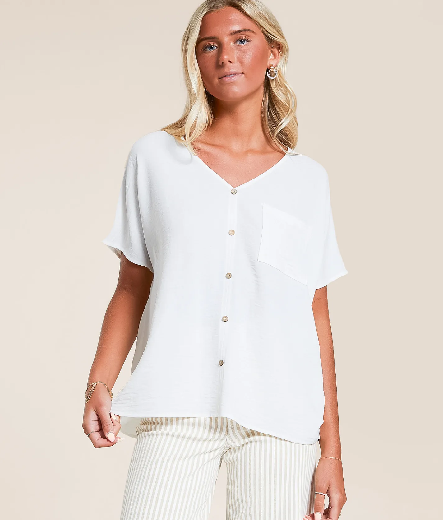 Daytrip Textured Dolman Blouse White Outlet