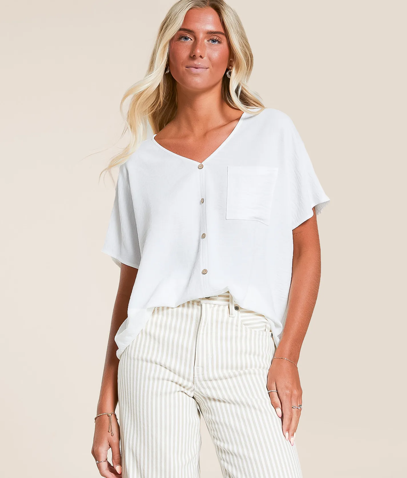 Daytrip Textured Dolman Blouse White Outlet