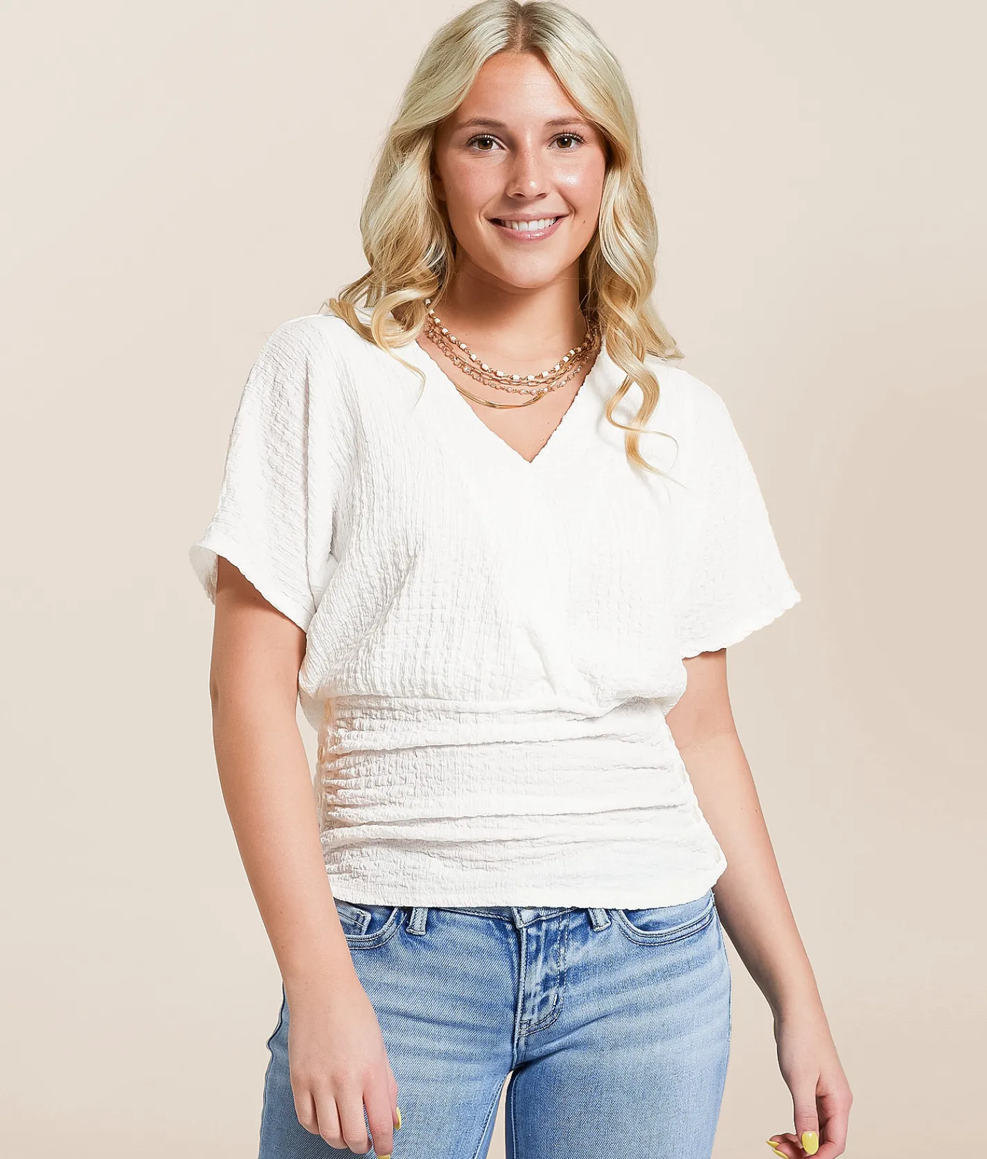 Tops | Daytrip Textured Dolman Knit Top White