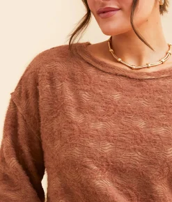 Tops | Daytrip Textured Eyelash Top Brown Patina