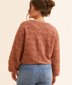 Tops | Daytrip Textured Eyelash Top Brown Patina