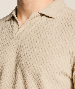 Tops | Nova Industries Textured Fleece Polo Beige