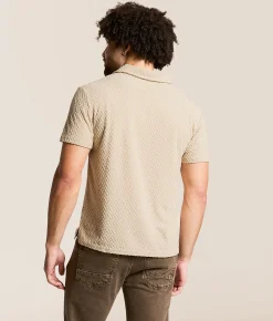 Tops | Nova Industries Textured Fleece Polo Beige