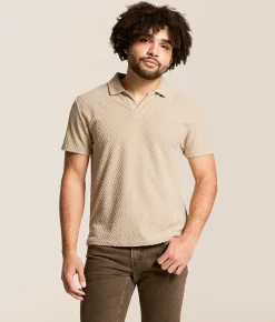 Tops | Nova Industries Textured Fleece Polo Beige