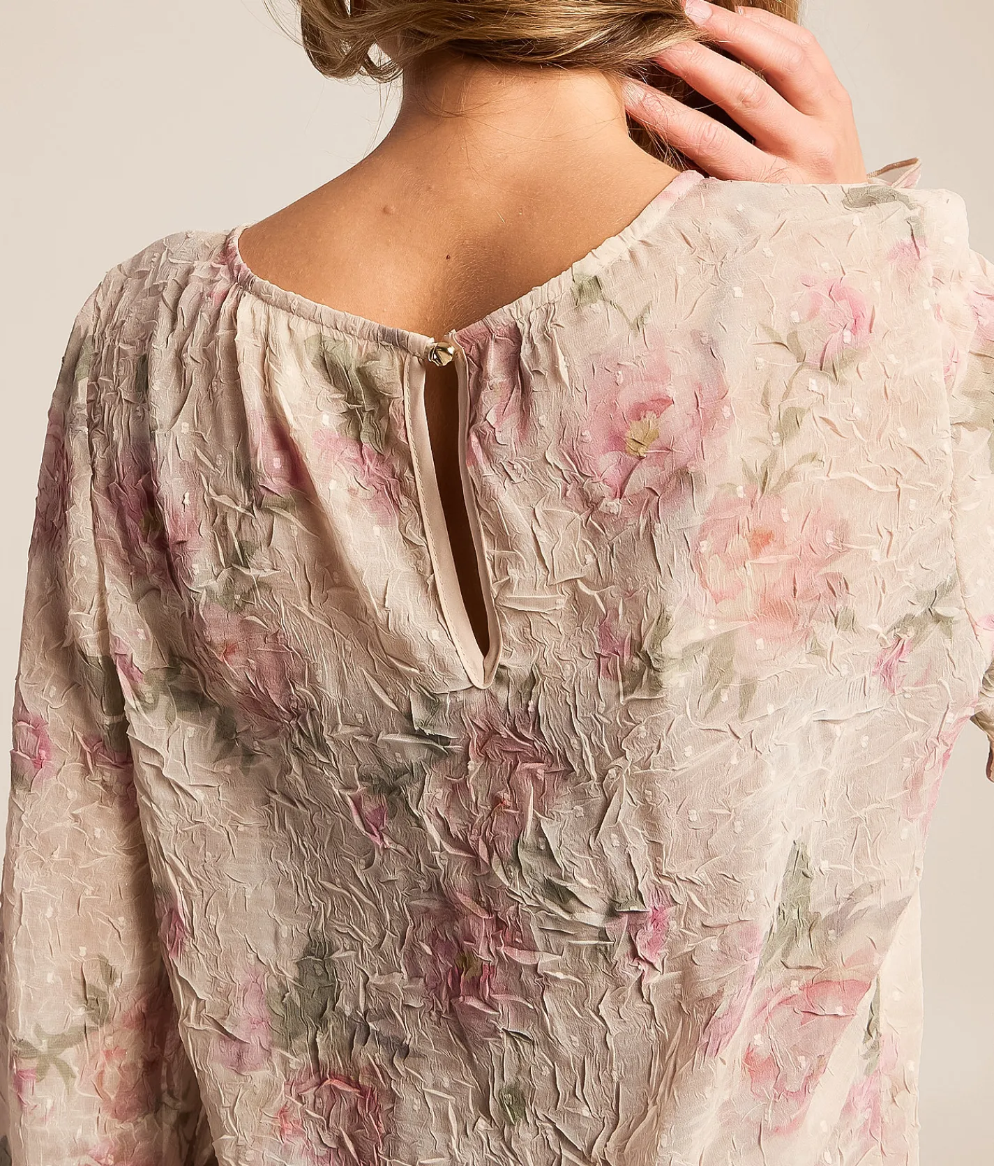 Tops | Willow & Root Textured Floral Chiffon Top Pink