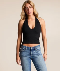 FITZ + EDDI Textured Halter Brami Black Clearance