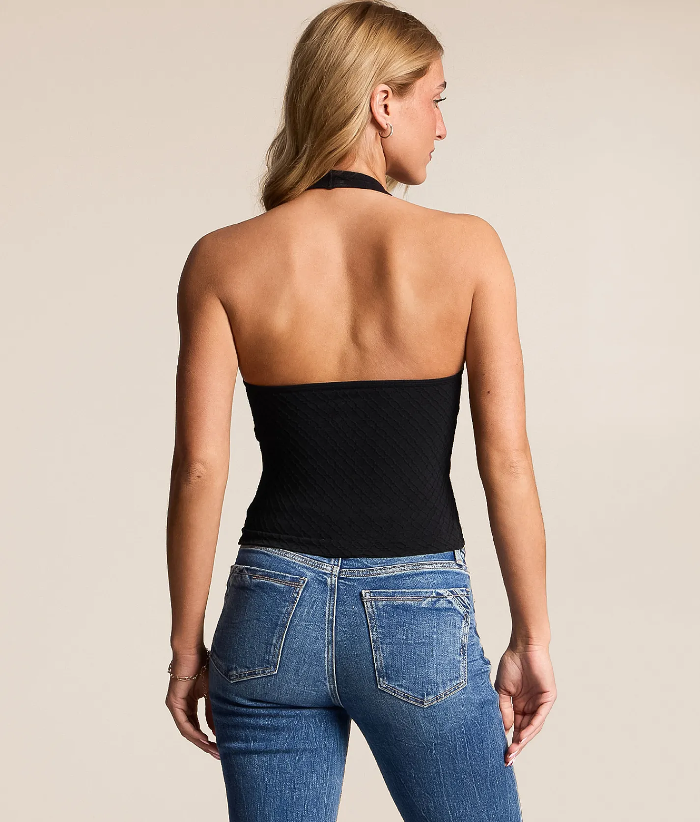FITZ + EDDI Textured Halter Brami Black Clearance