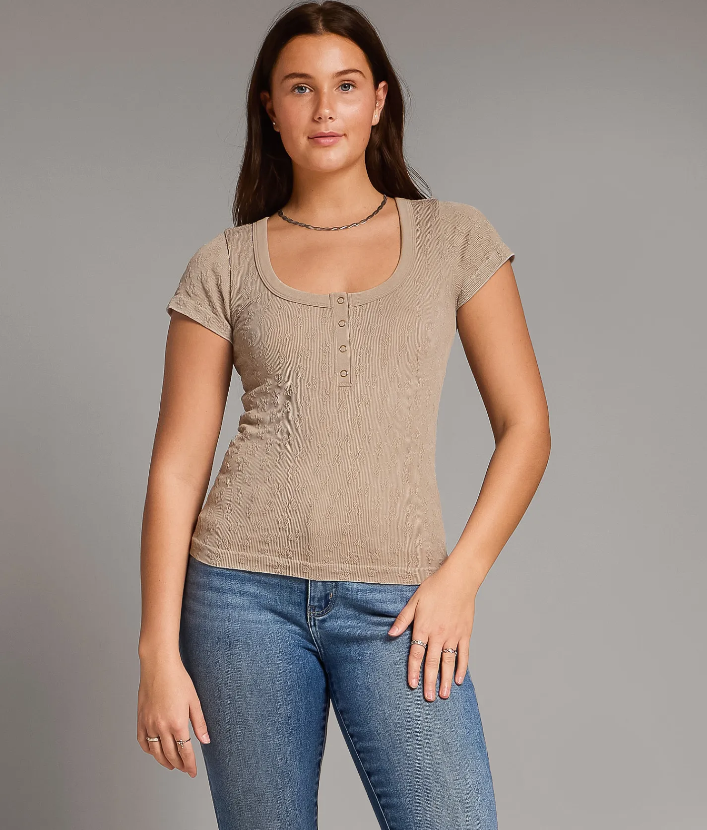 Tops | BKE core Textured Henley Reseda