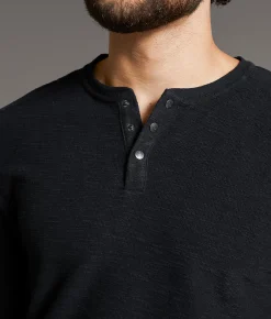 BKE Textured Henley Black New